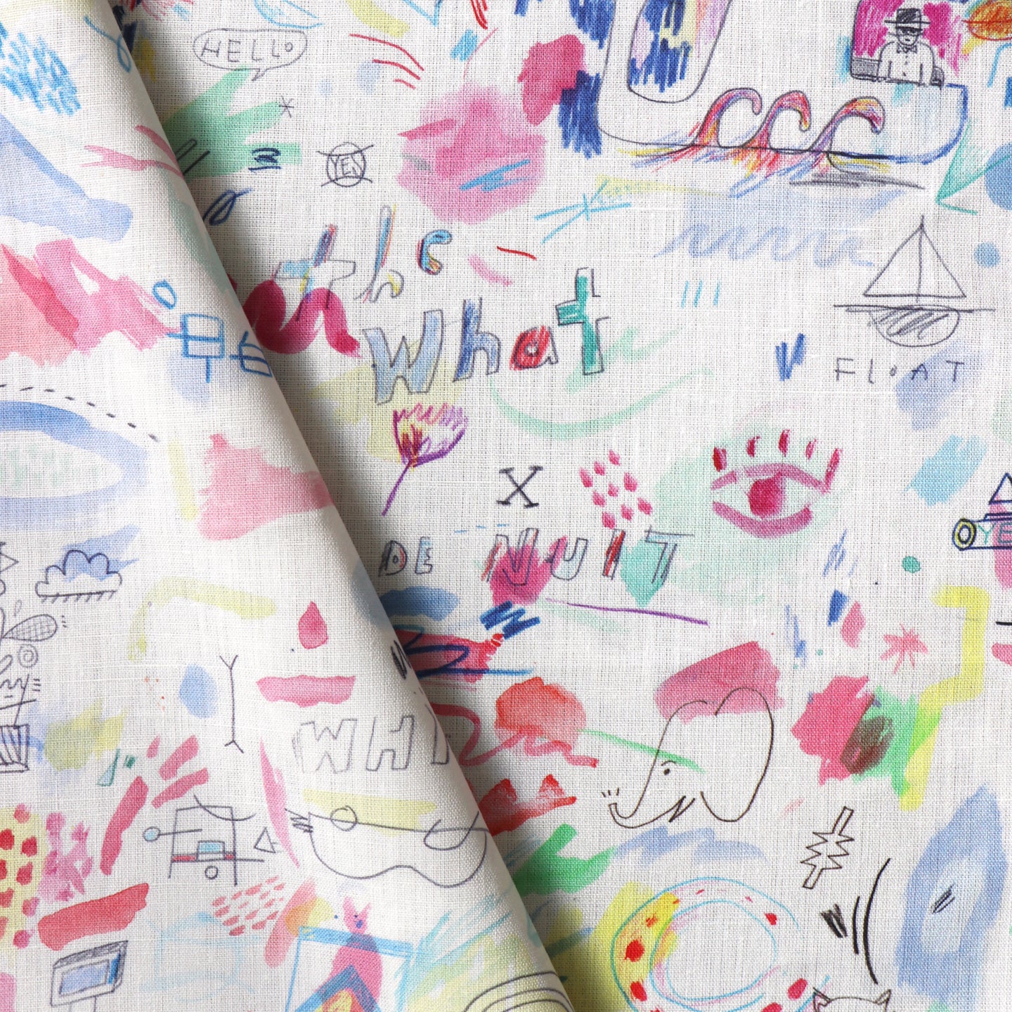 A close up of a piece of fabric with drawings on it