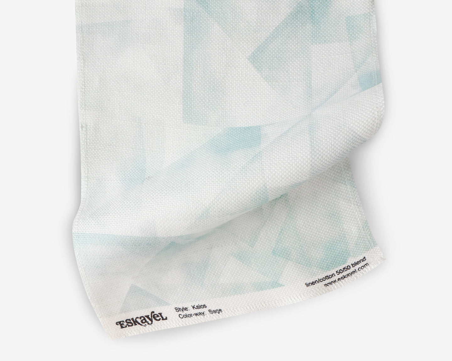 A tea fabric with a blue and white geometric pattern