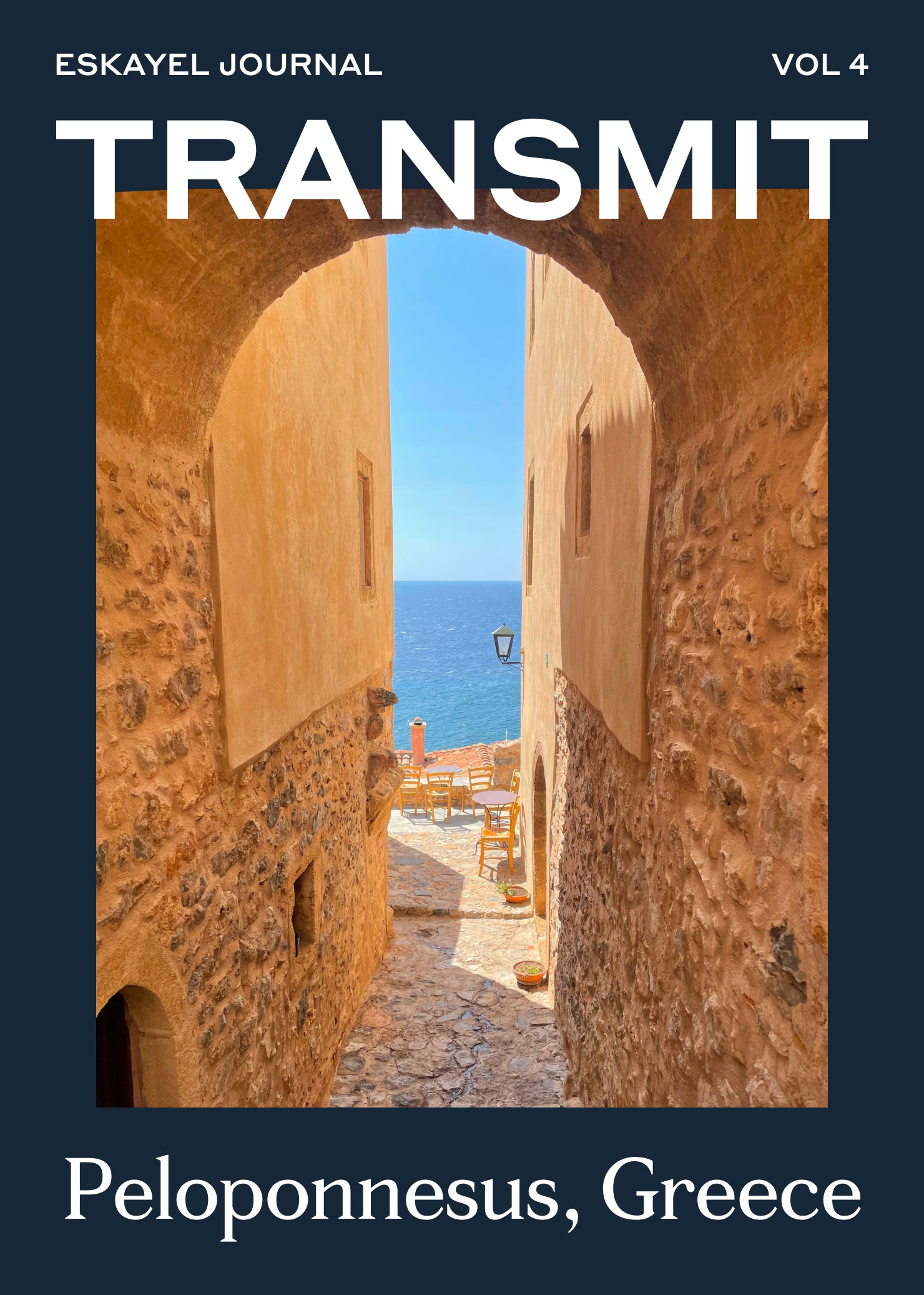 The journal cover, featuring vol 4, beautifully transmits the essence of Peloponnesus, Greece