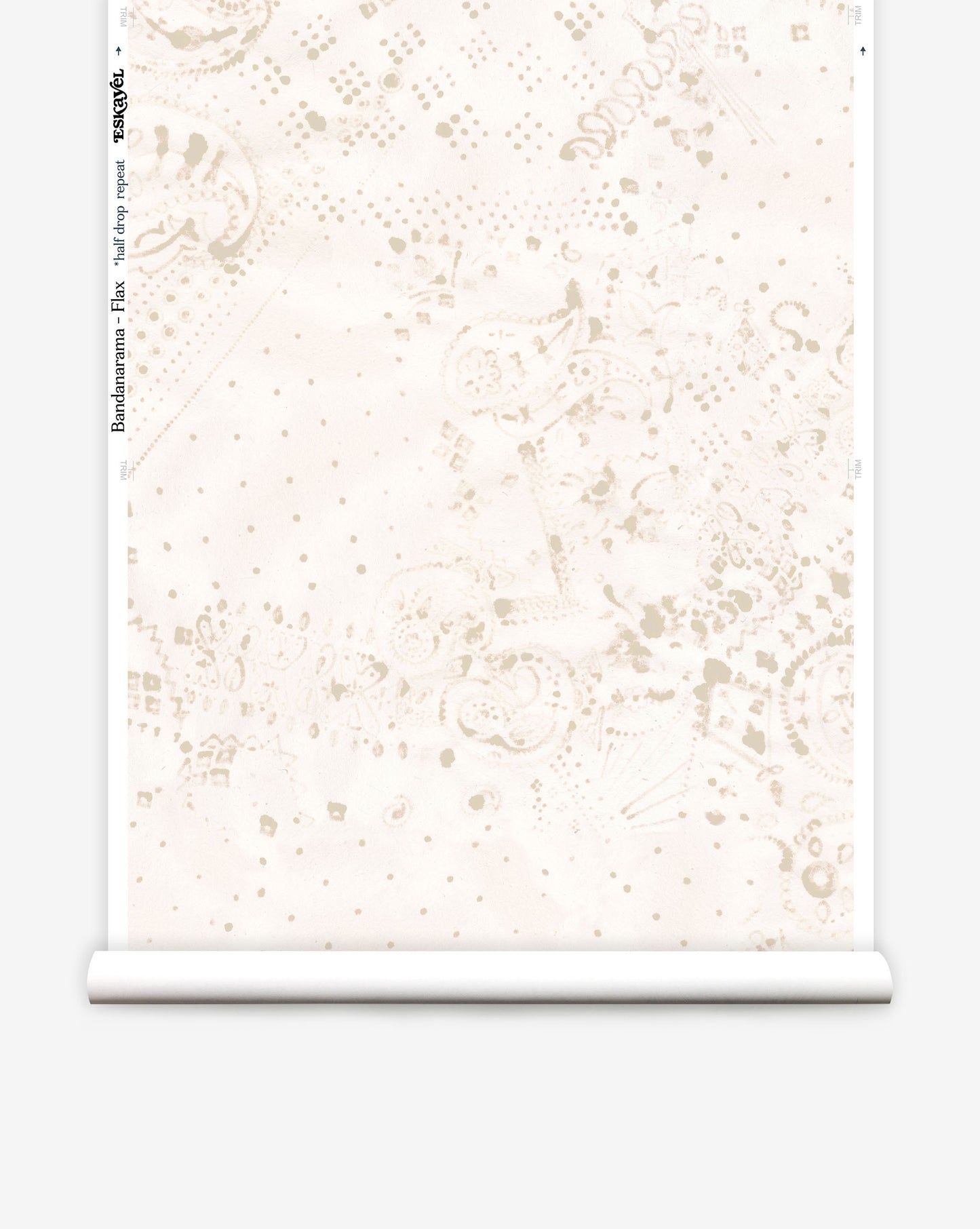 Bandanarama in Flax is a made-to-luxury wallpaper made up of desaturated tones of beige