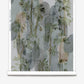 Depicting watercolor studies of a tropical tree, Papaya Arc wallpaper in our Sage colorway features green and shades of grey