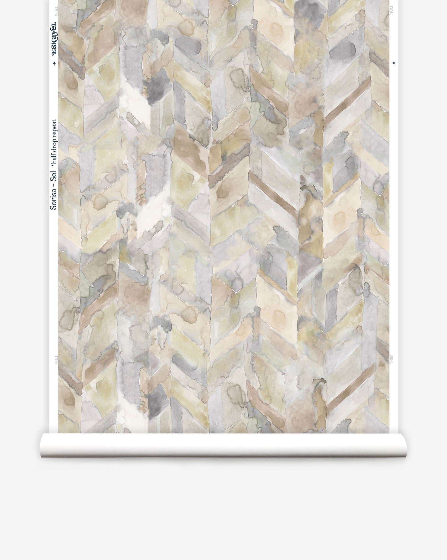 Custom Sorisa wallpaper is a chevron pattern In our Sol colorway, it comes in a spectrum of warm neutral hues