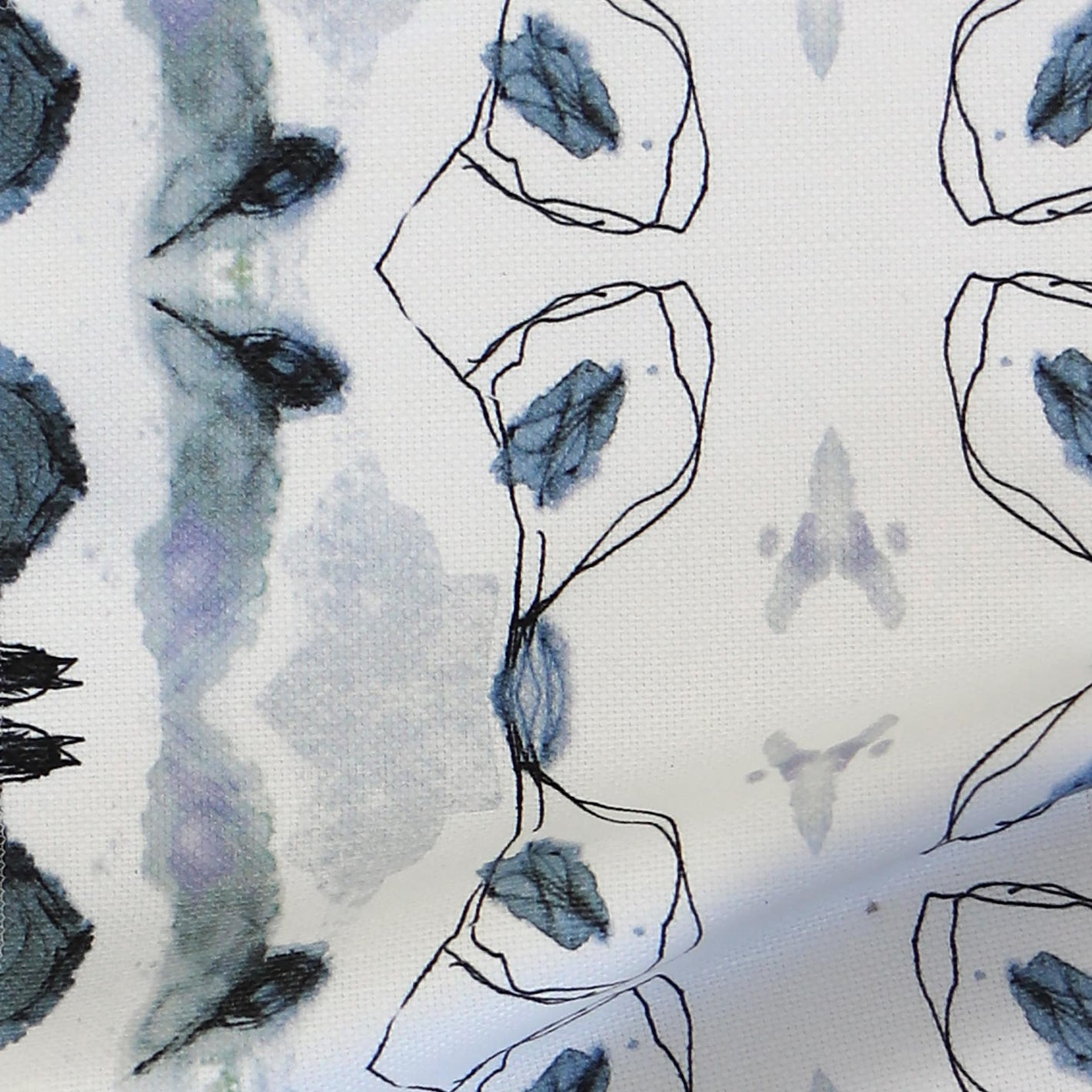 A close up of a blue and white fabric textile