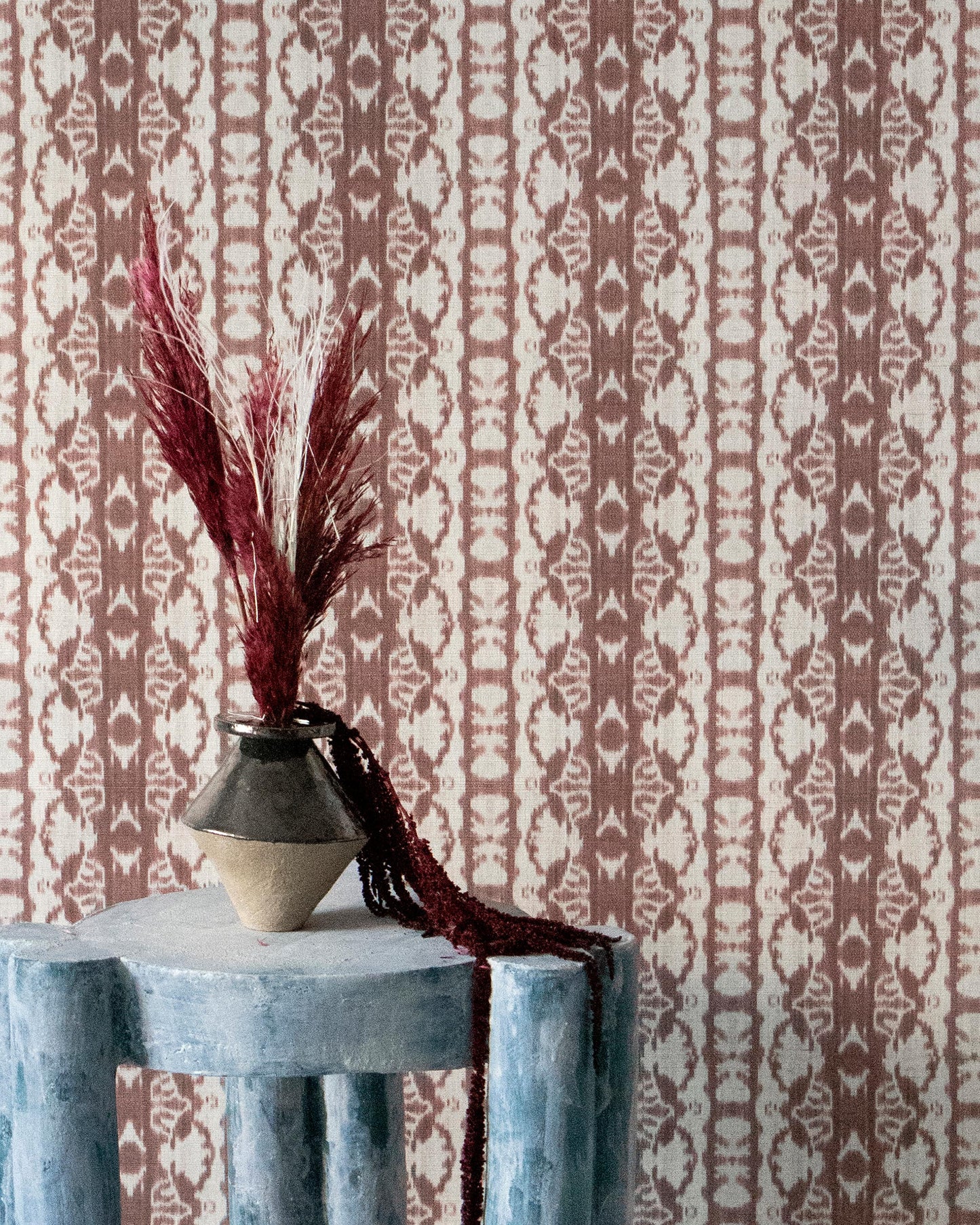 Bali Stripe Grasscloth 15'ft Single Roll||Morinda Ikat