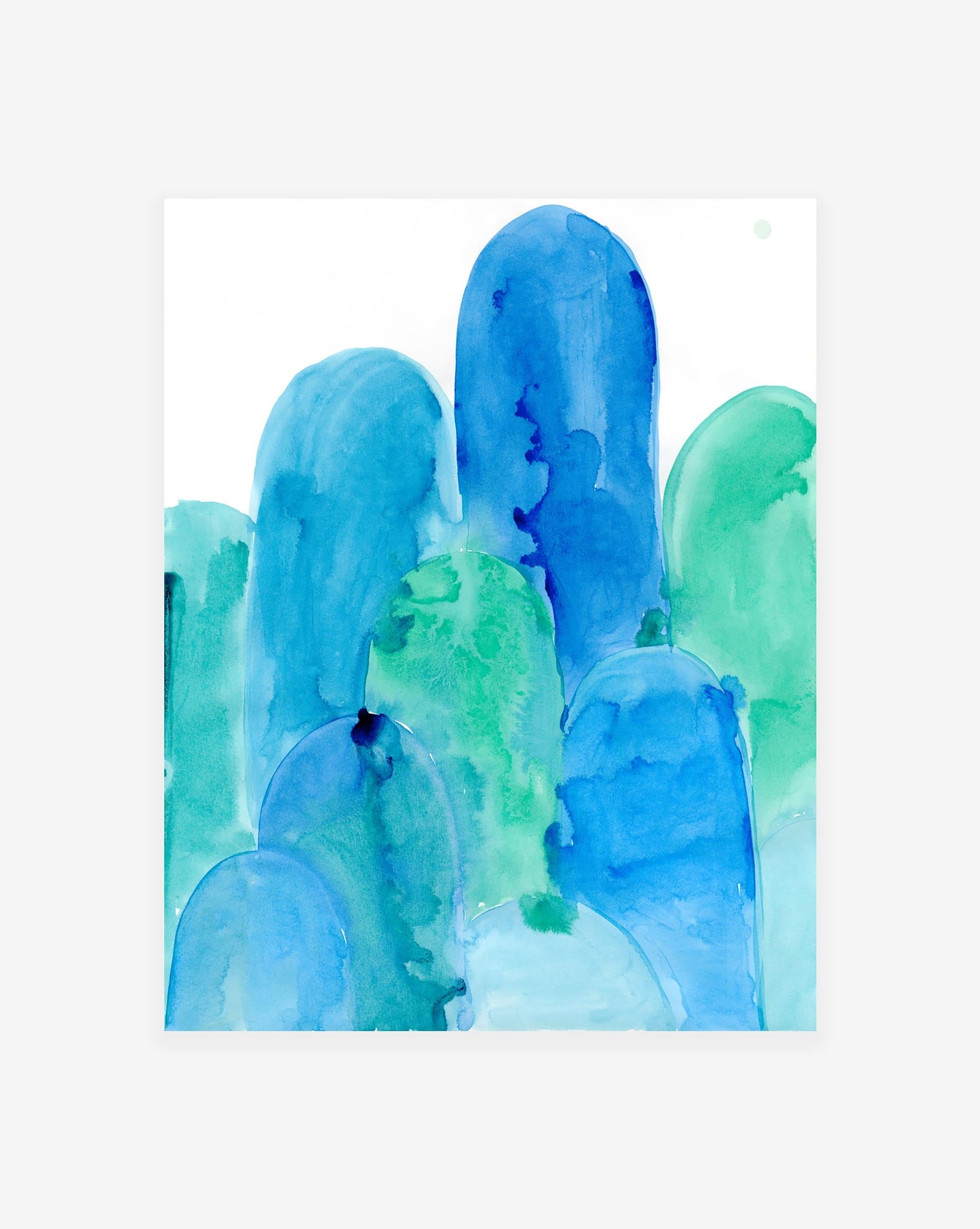 A blue and green Aqua Arches Print by the Eskayel founder on a white background