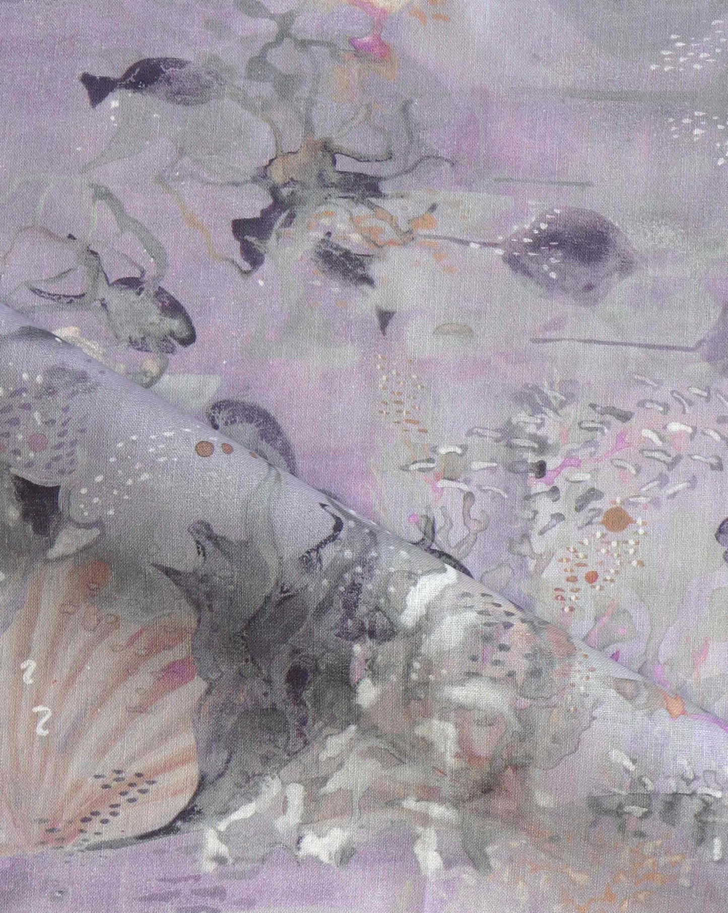 Atoll by Eskayel in the Cay colorway is a luxury custom fabric featuring purple hues.