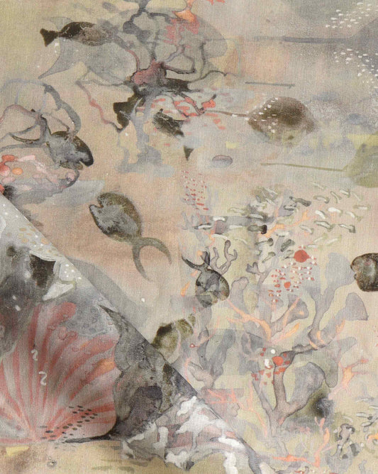 Eskayel’s Atoll is a custom fabric print in the modern beige colorway Sol.