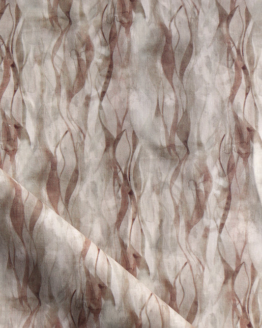 Eskayel’s Cascade print in Garnet is a luxury custom fabric incorporating tones of brown and beige. 