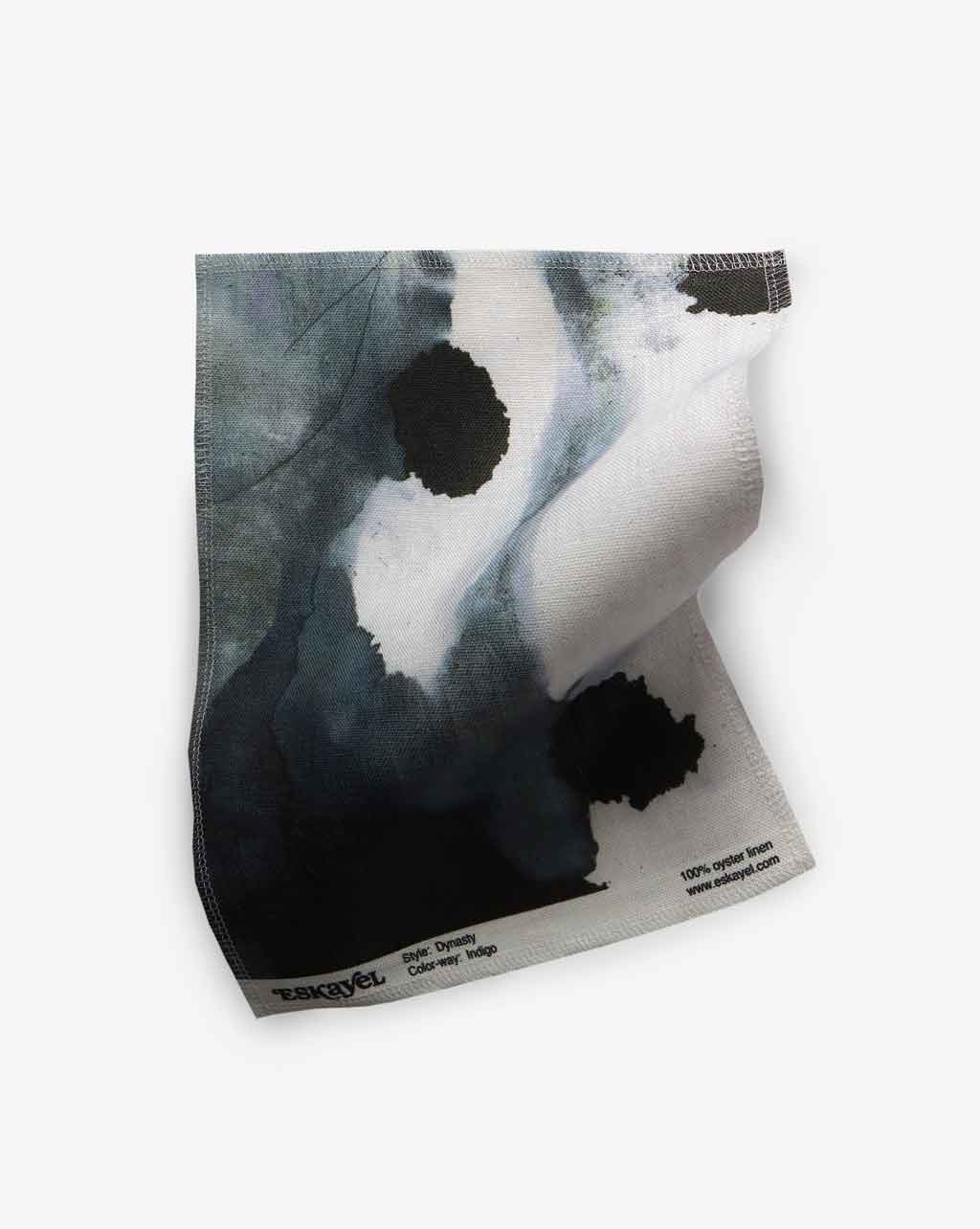 A black and white image on a Dynasty Fabric Sample Indigo
