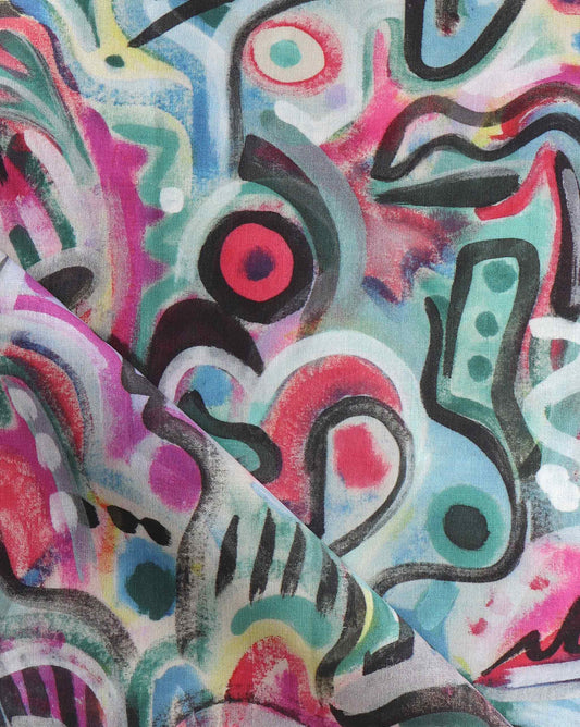 Luxurious Floripa fabric in the Punch colorway is a bright multicolor palette.