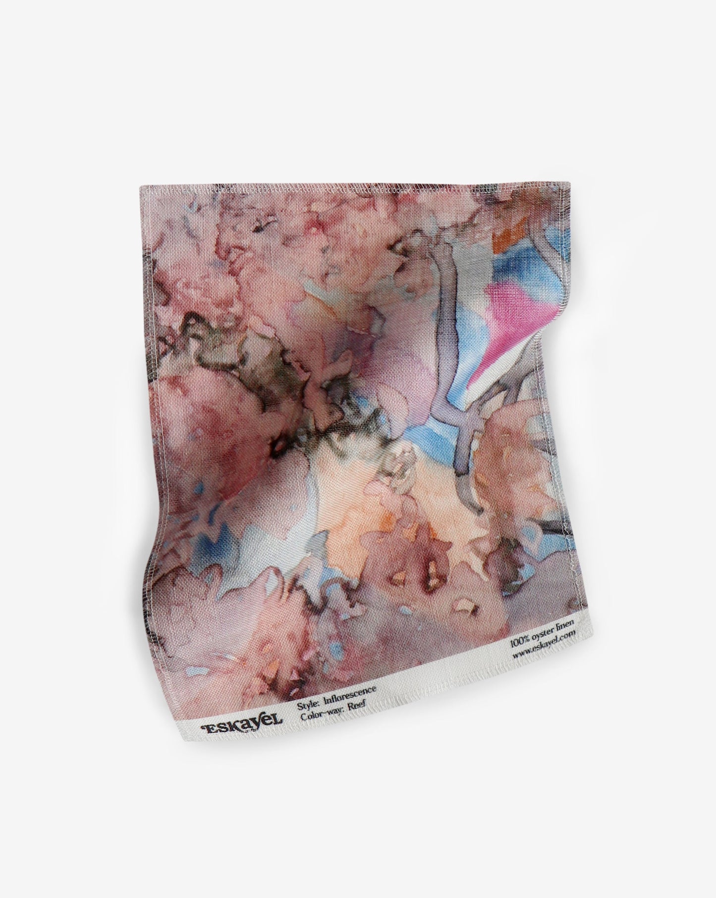 An Inflorescence Fabric Sample Reef painting on a piece of fabric