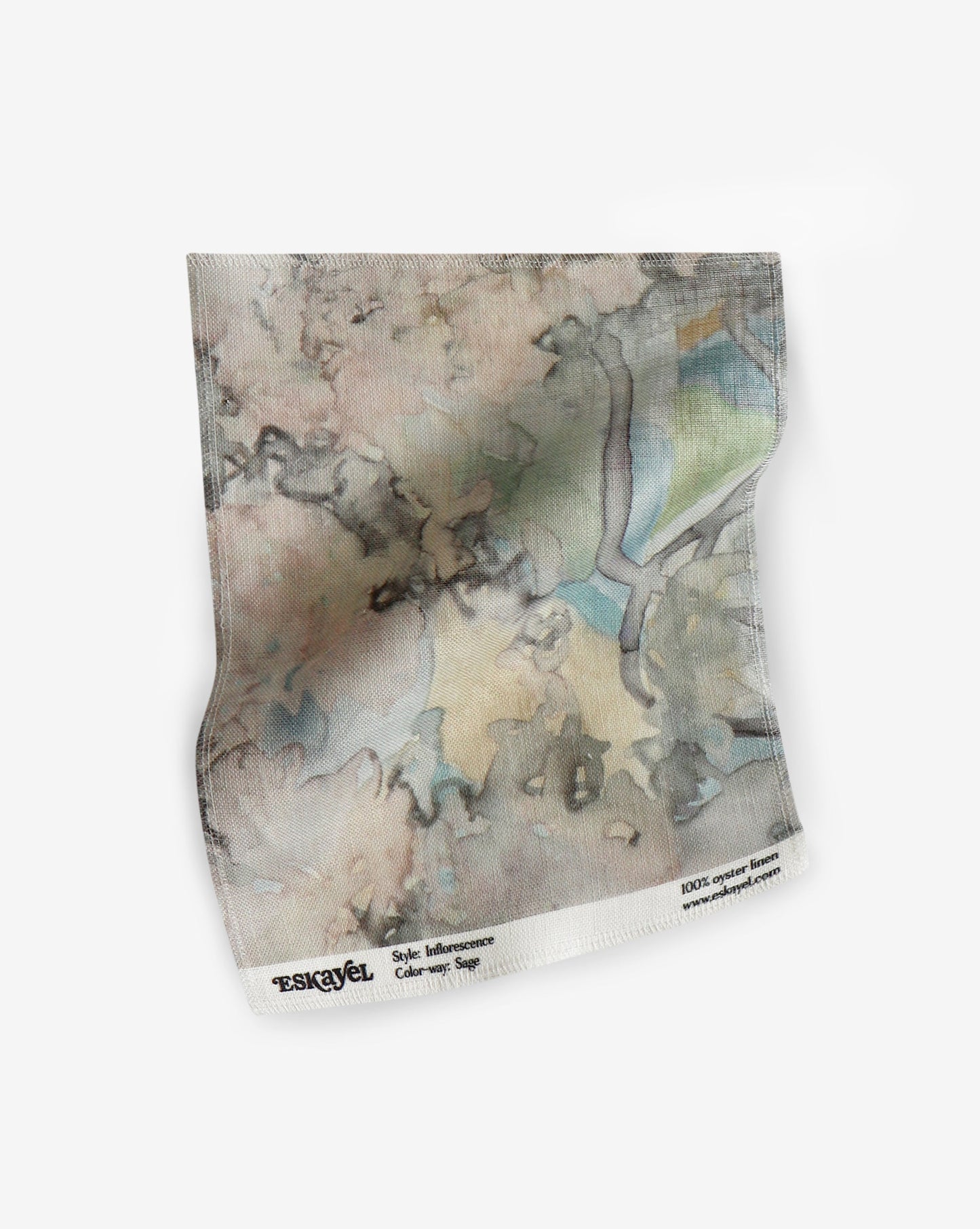 an Inflorescence Fabric Sample Sage: A piece of fabric with a watercolor painting on it