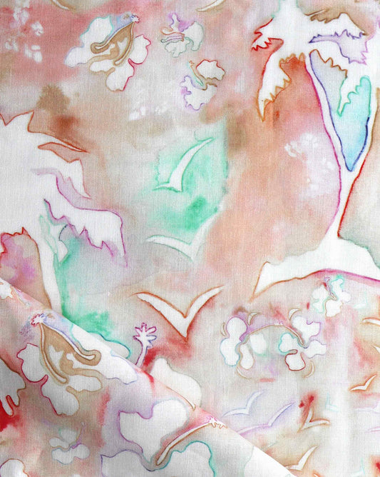 Luxurious Kokomo fabric in the Punch red-based colorway.