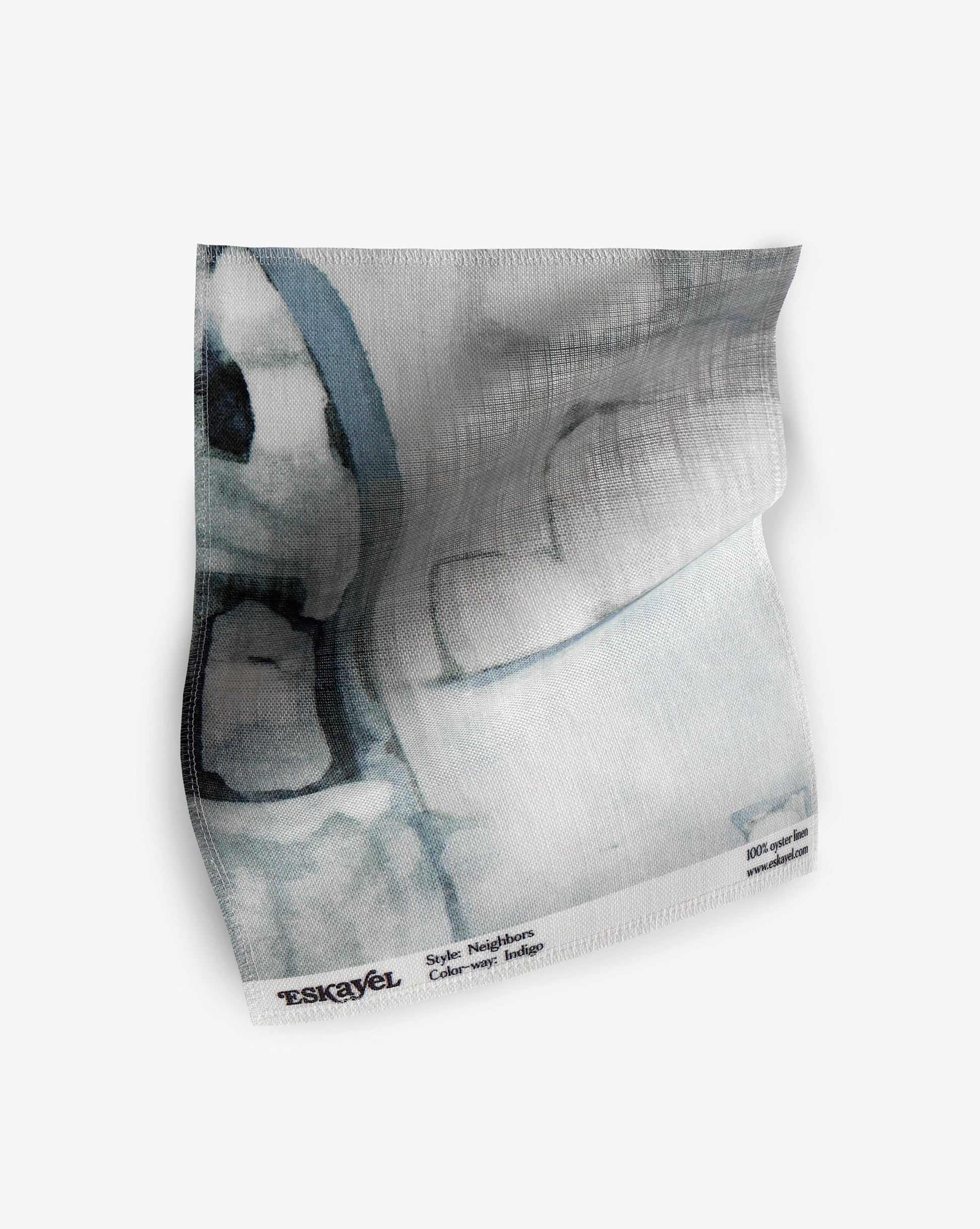 A Neighbors Fabric Sample||Indigo painting on a white background.