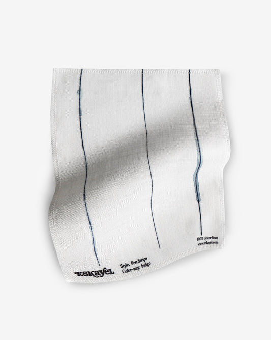 Pen Stripe Fabric Sample||Indigo