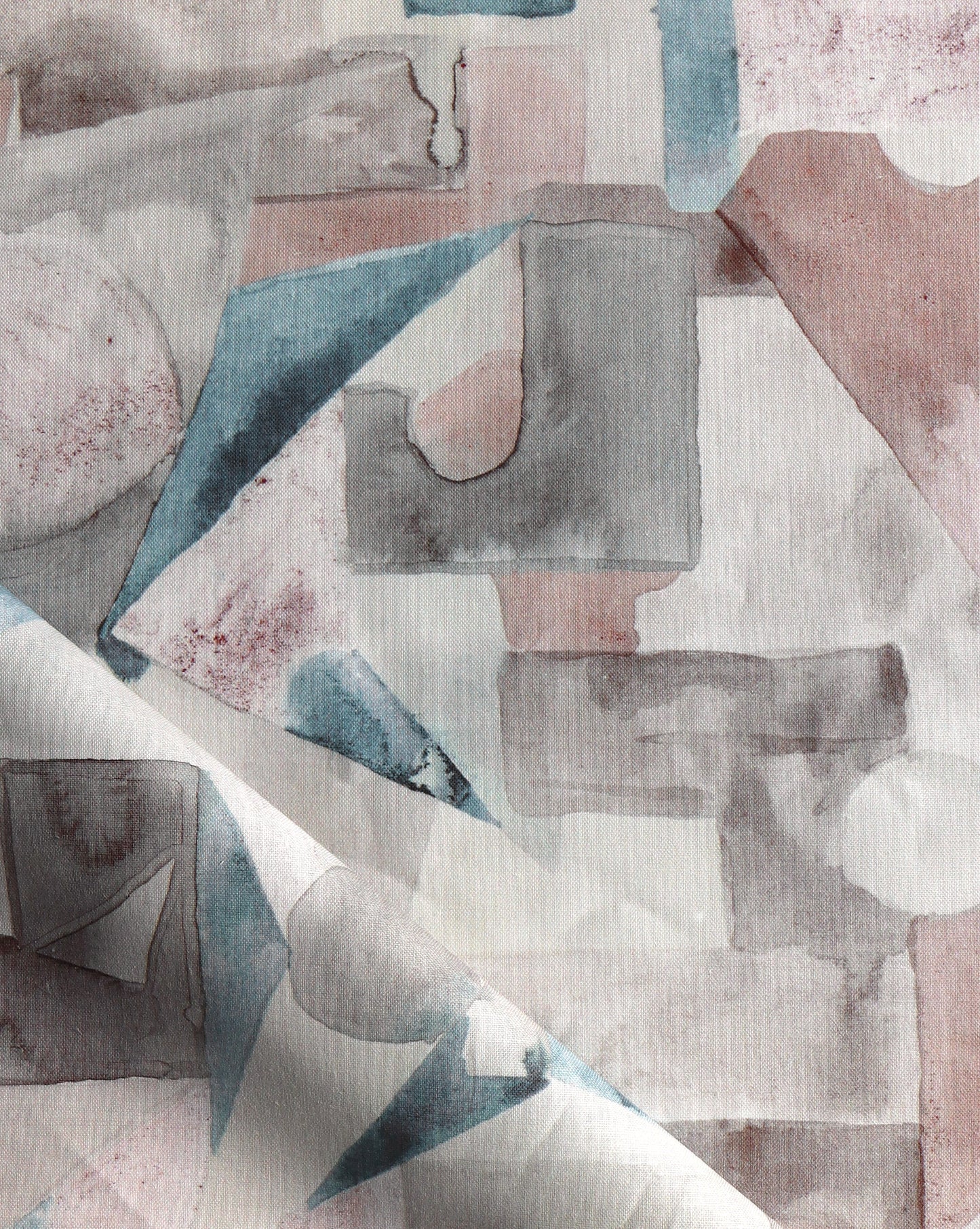 Pieces fabric in the Amber colorway presents an earthy blend of brown, blue, and beige.