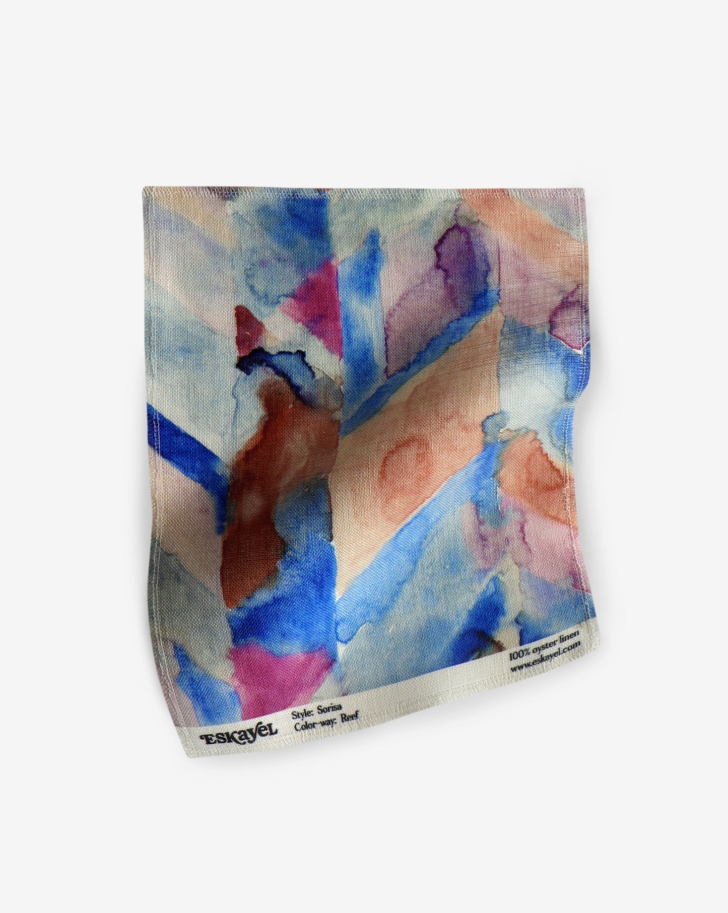 An abstract watercolor painting on a Sorisa Fabric Sample Reef
