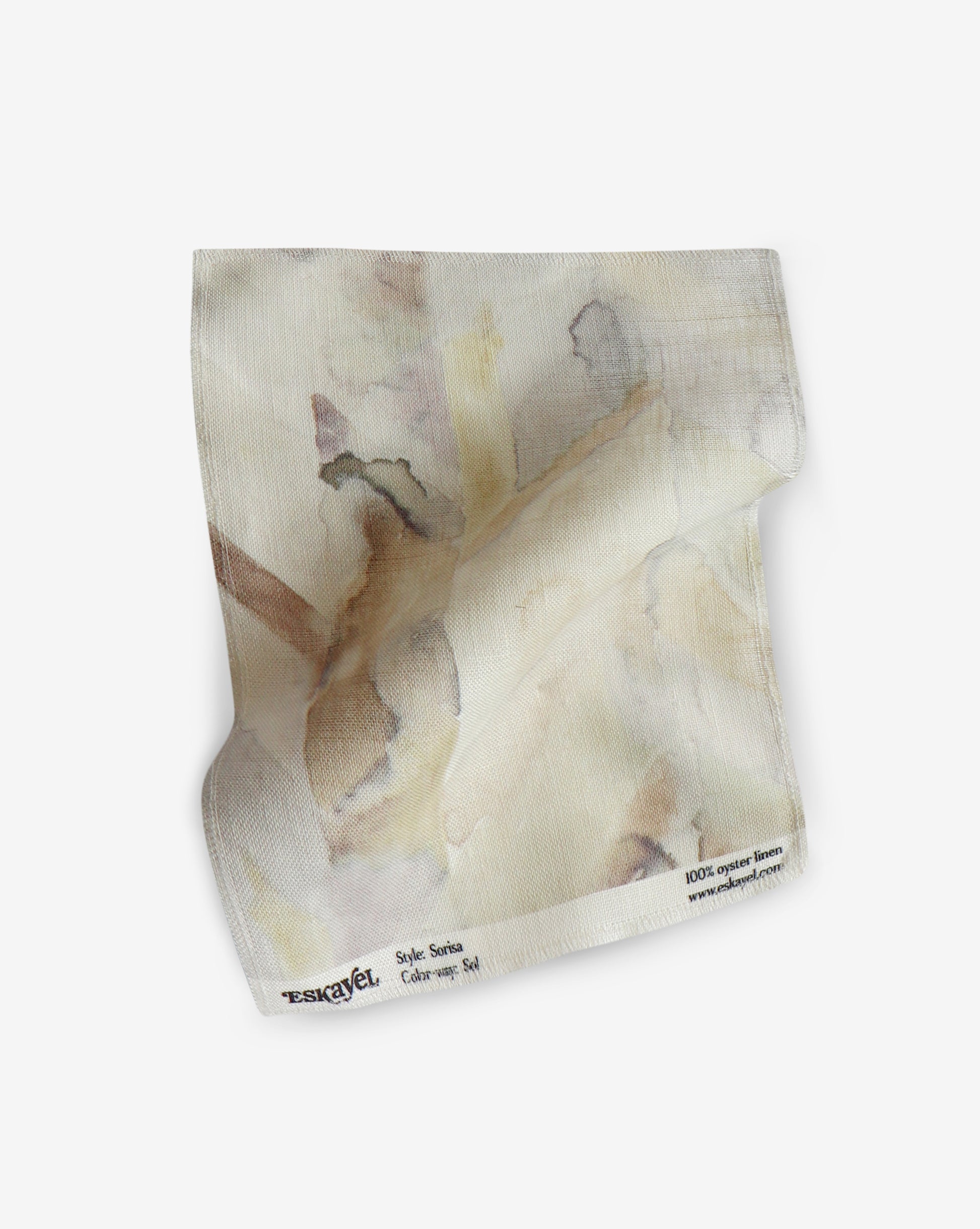 A napkin with a Sorisa Fabric Sol colorway watercolor painting on it