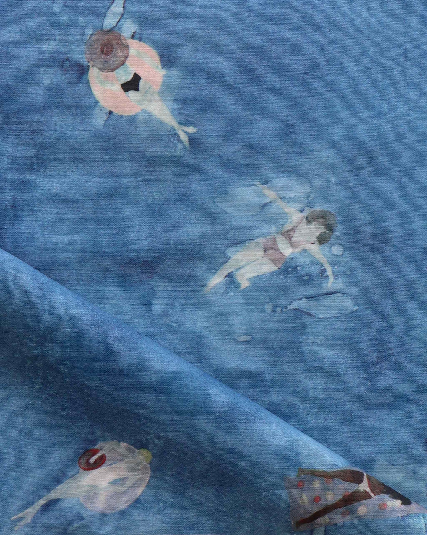 Swim in the Lake colorway is a luxurious fabric for interiors featuring navy blue.