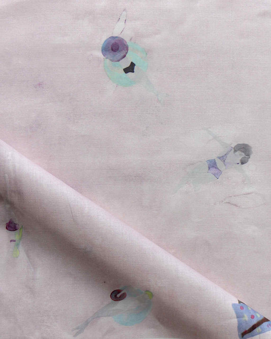 Swim in the Shell colorway is a luxurious interior fabric featuring light pink.