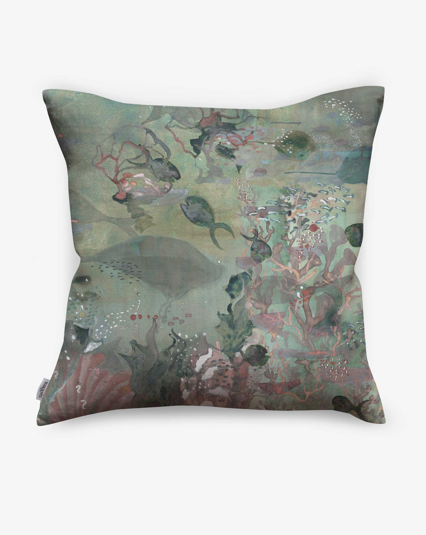 Reef is a green colorway available as linen pillows in Eskayel’s Atoll pattern.