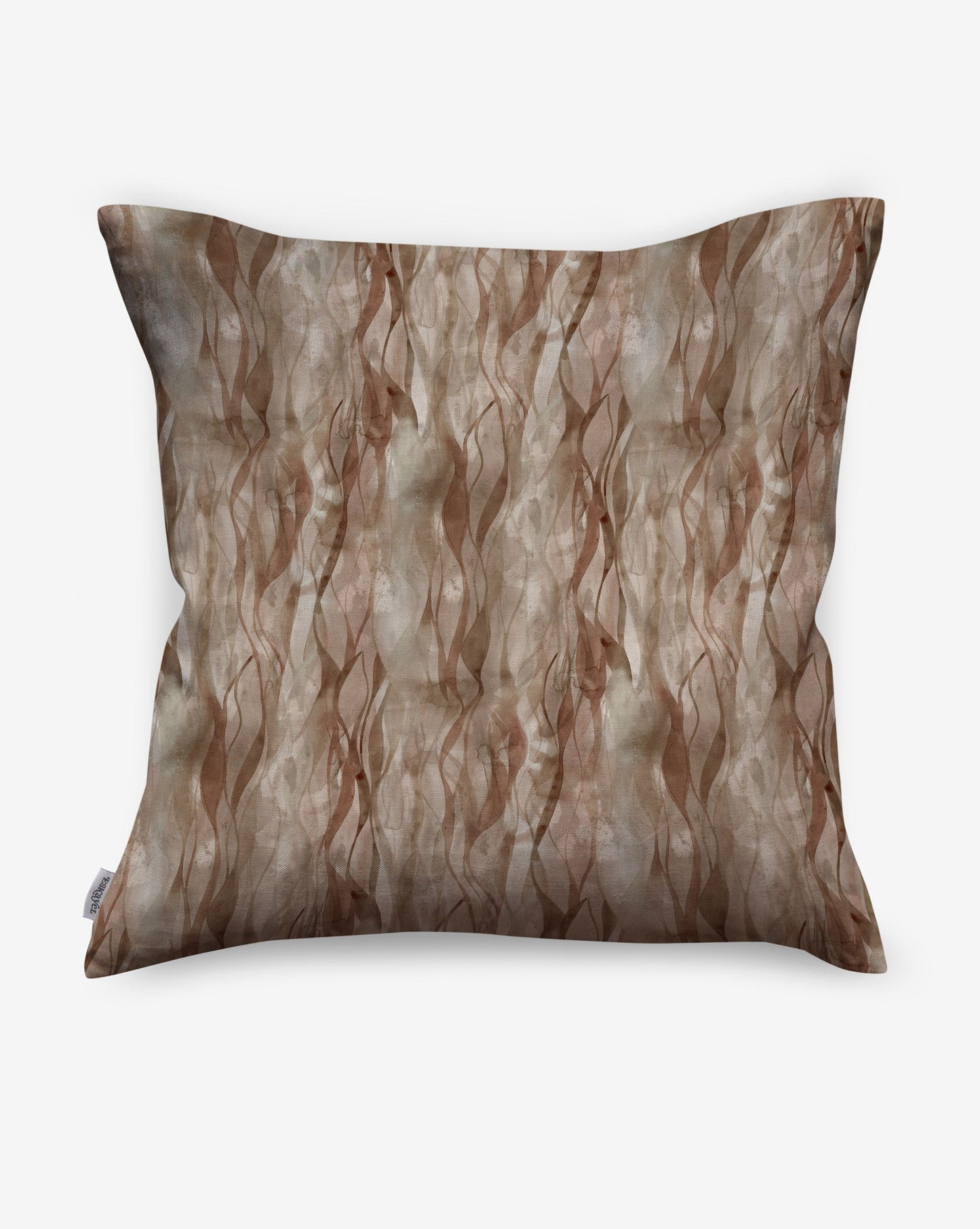 Eskayel Cascade luxury pillows in the Garnet colorway incorporate a rich palette of beige and brown hues.