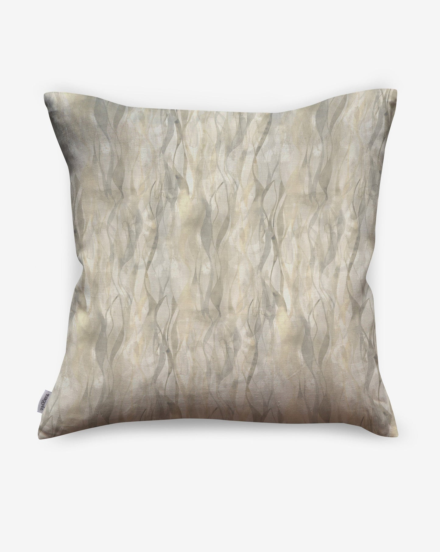Eskayel Cascade luxury pillows in the Pearl colorway incorporate yellow tones on linen fabric.