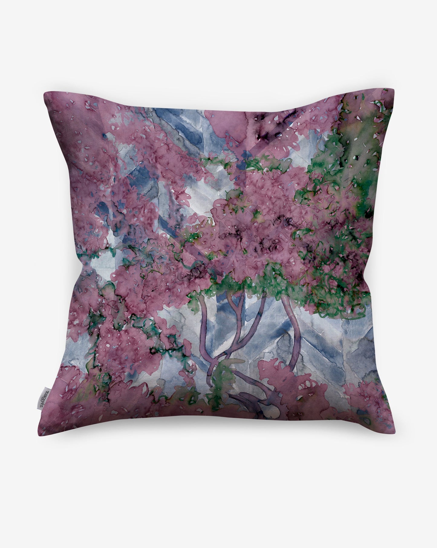 Featuring a floral study on chevrons, Inflorescence pillows in our Pomegranate colorway feature vibrant shades of green, blue and magenta