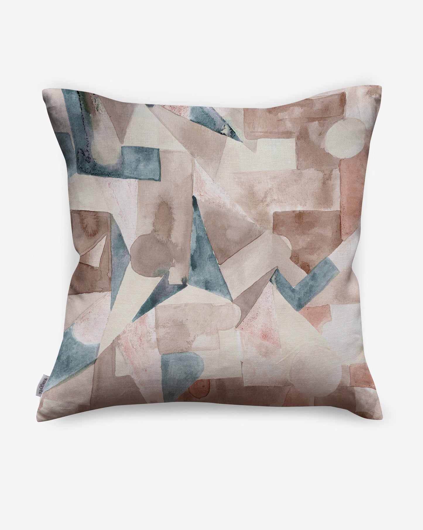 Pieces pillows in the Amber colorway offer earthy pops of brown, blue, and beige.