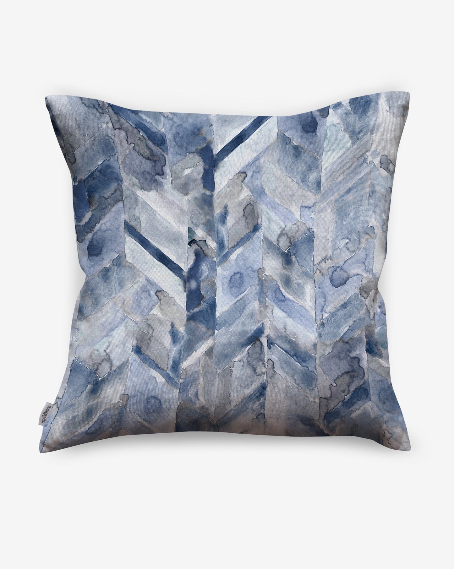 Soft and luxurious Sorisa pillows in our Ocean colorway offer a rich spectrum of blue shades in a chevron pattern