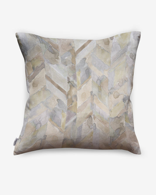 Beautiful Sorisa pillows in our Sol colorway offer a chevron pattern in a spectrum of warm neutral hues