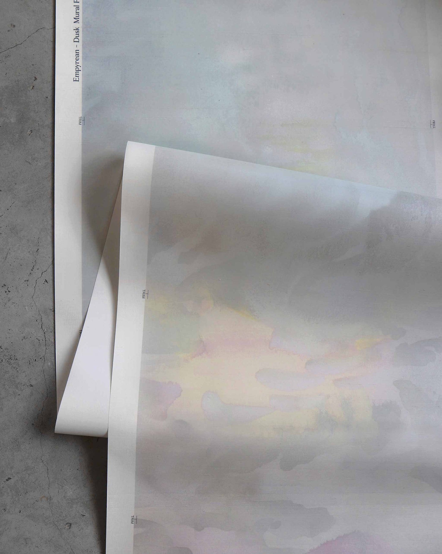 A detailed shot of Eskayel’s Empyrean wallpaper mural in the colorway Dusk which has a multicolored palette.