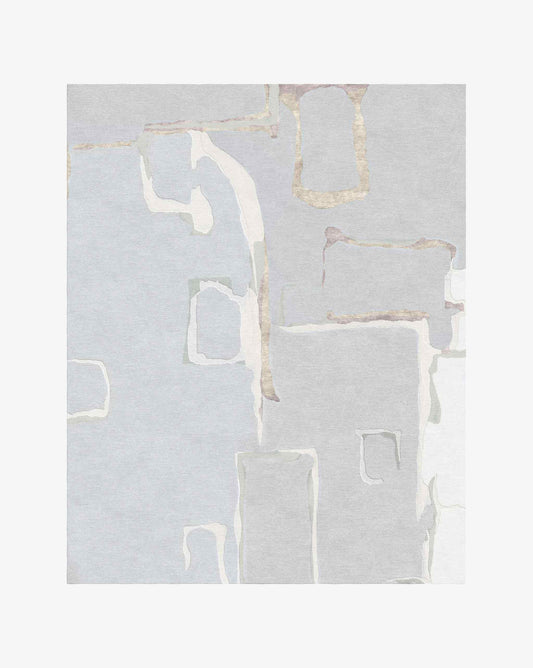 Eskayel’s Neighbors rug in Cloud incorporates a multi-hued colorway with grey undertones.