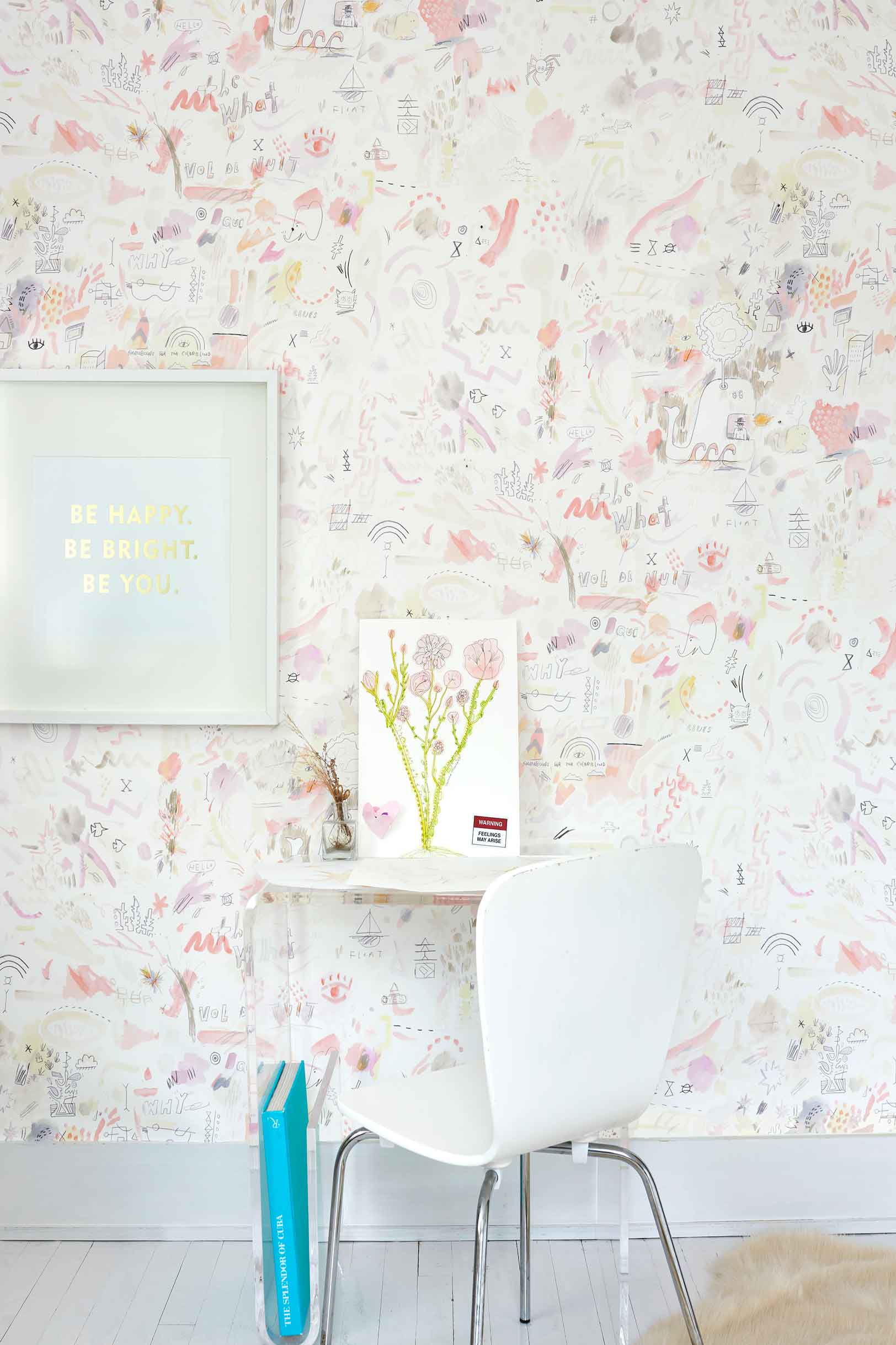 Vol de Nuit wallpaper in sunshine installed ina kids room.