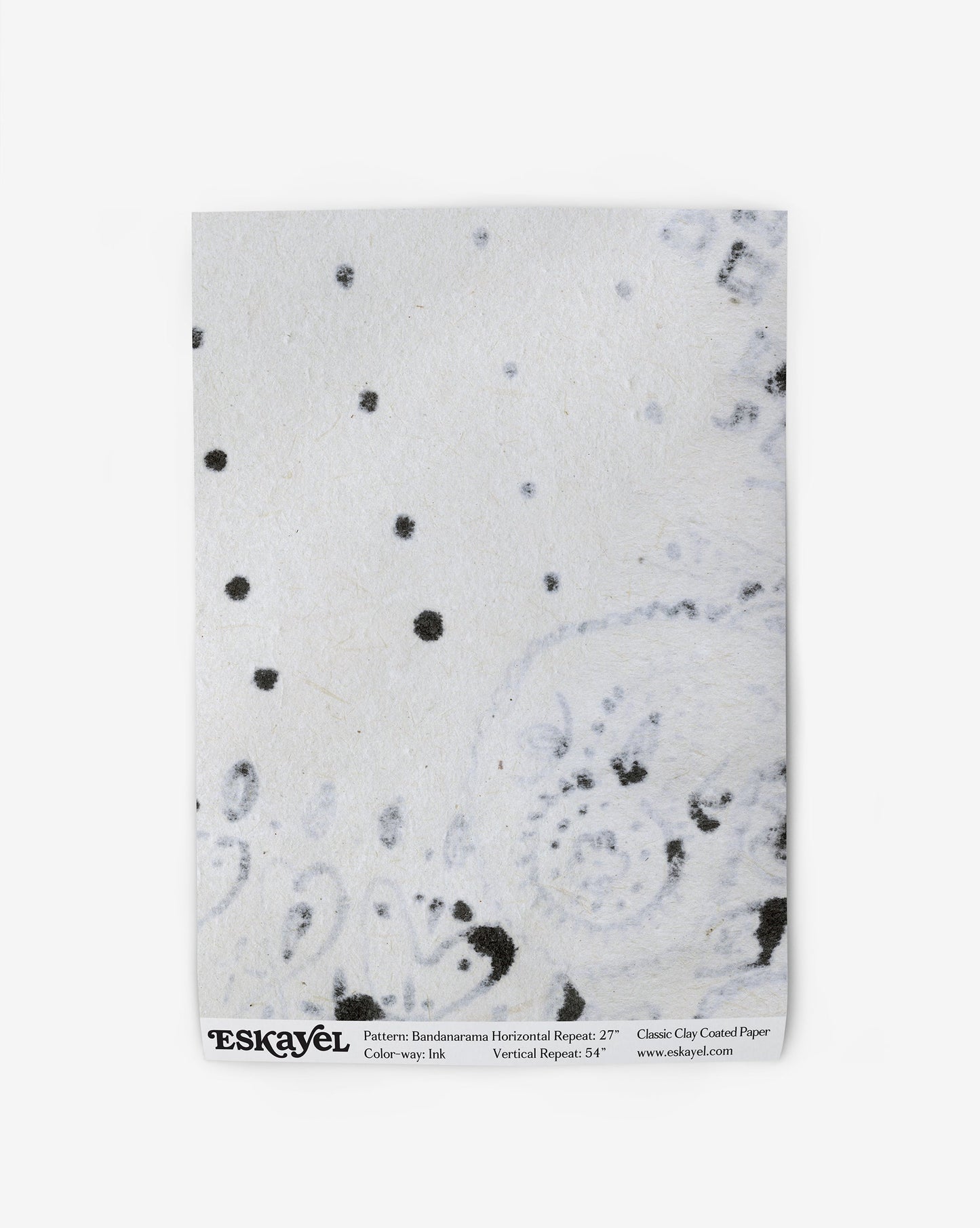 A white and black Bandanarama Wallpaper Sample Ink with dots on it, available for order
