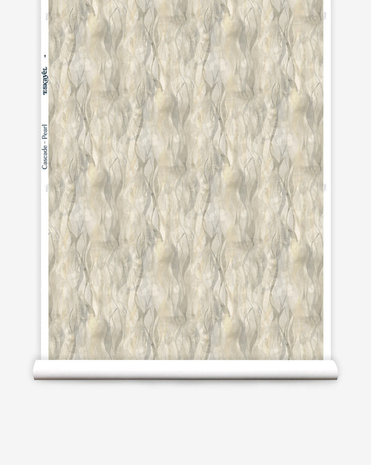  Eskayel's Cascade in the Pearl colorway is a luxurious custom wallpaper drawing together a blend of yellow hues.