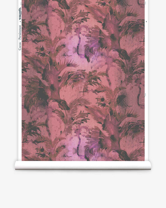 An abstract painting of a tree on a pink background made with Cocos Wallpaper Persimmon