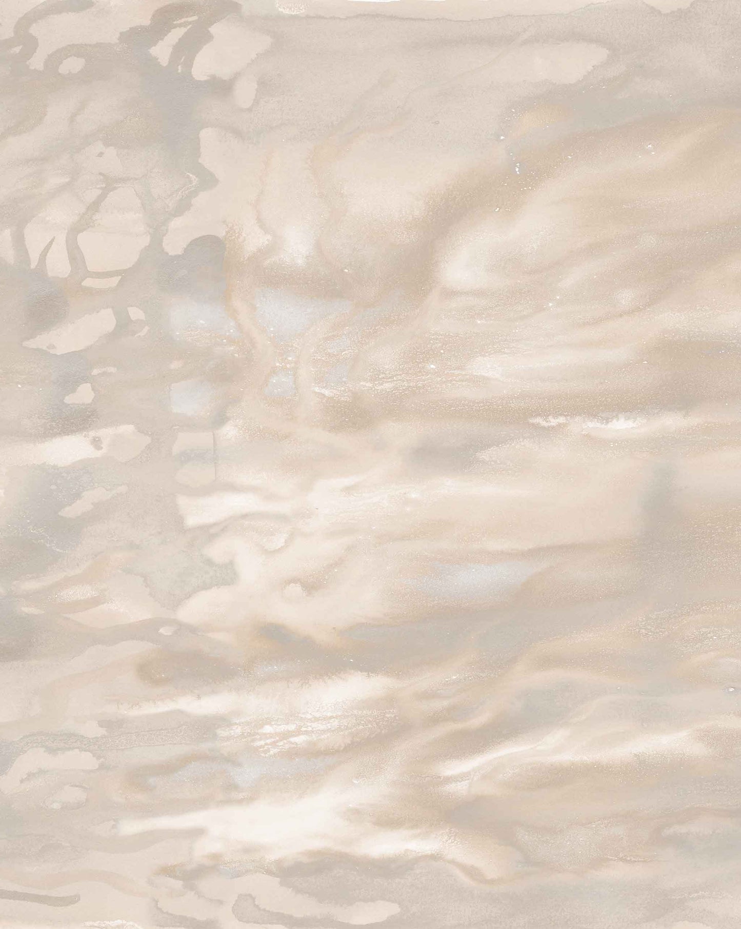 Abstract beige watercolor painting with fluid, Delta Wallpaper Mural ||Camel design patterns in various shades of brown and cream.