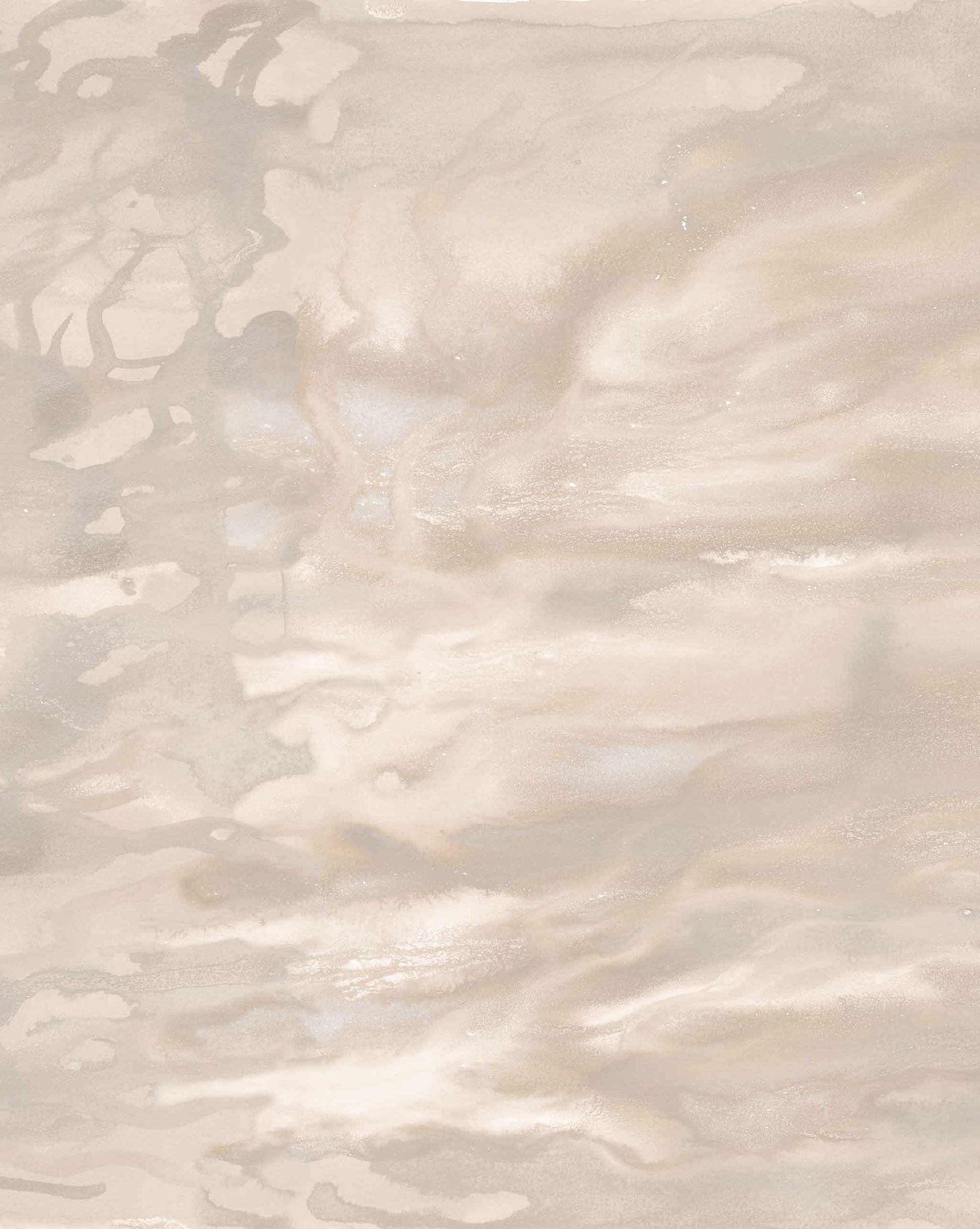Abstract beige watercolor painting with fluid, Delta Wallpaper Mural ||Camel design patterns in various shades of brown and cream.