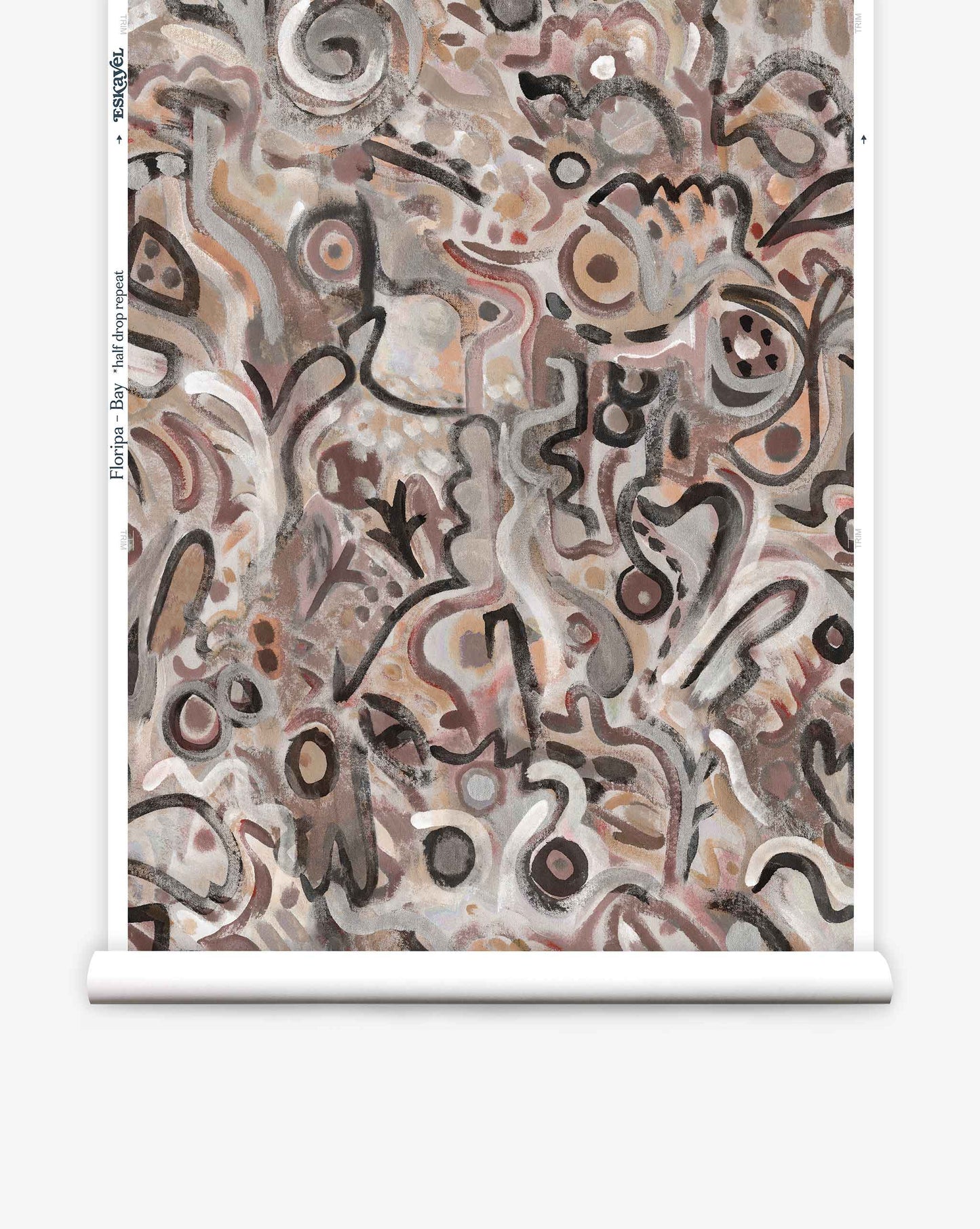 Floripa custom luxury wallpaper from Eskayel in Bay is a colorway of brown shades.