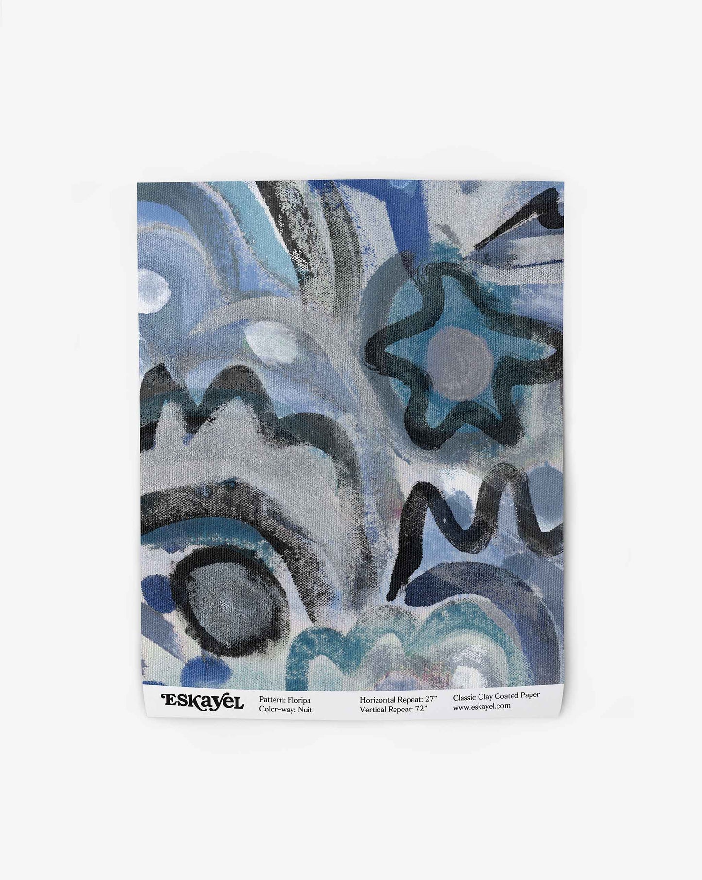 A swatch image of Floripa's wallpaper in the colorway Nuit with tones of blue.