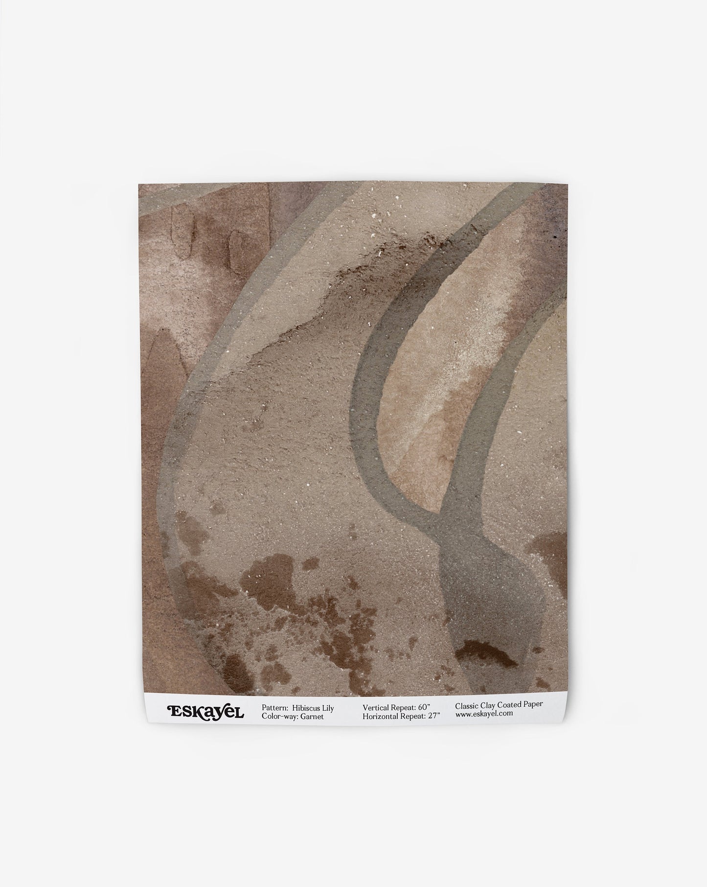 Hibiscus Lily Wallpaper Sample in the color way garnet in shades of brown.