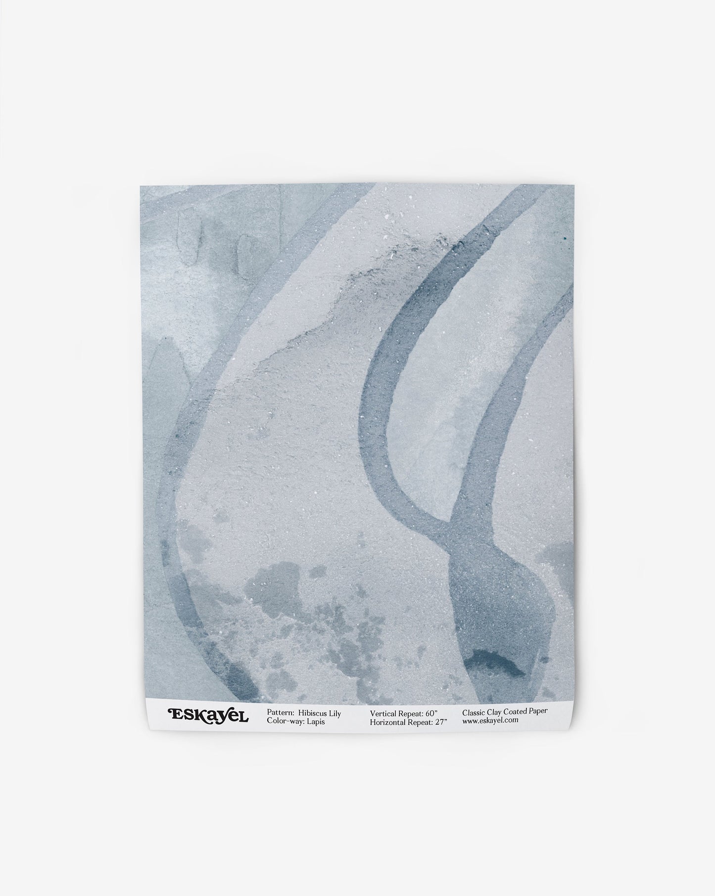 Hibiscus Lily Wallpaper Sample in the color way lapis in shades of blue.