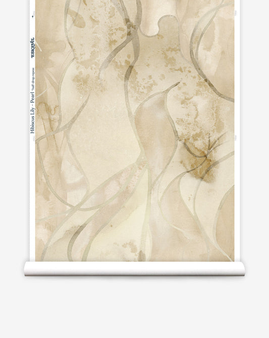 Eskayel’s Hibiscus Lily in Pearl is a custom wallpaper pattern using yellow tones.