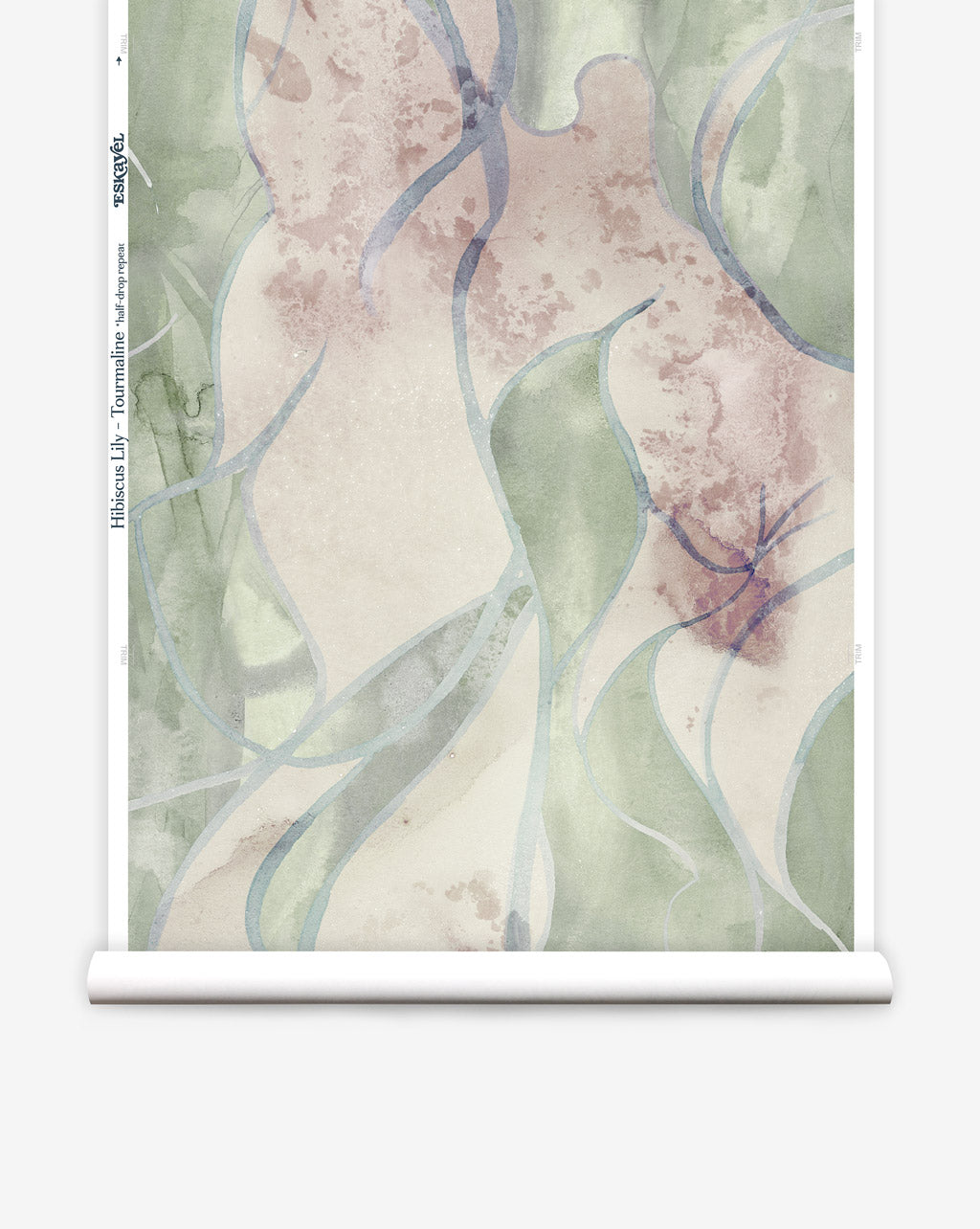 Eskayel’s luxury high-end wallpaper in Hibiscus Lily in Tourmaline offers green tones.