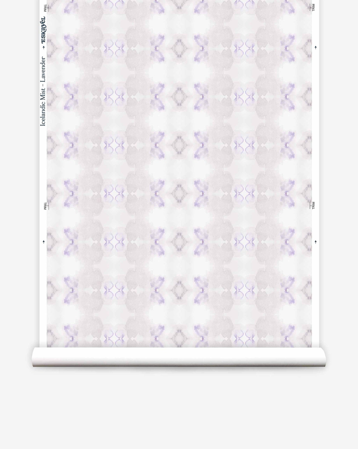 A luxurious Icelandic Mist Wallpaper in  Lavender features a white and purple pattern.