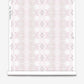 Icelandic Mist Wallpaper roll featuring a pink and white geometric floral pattern displayed against an Icelandic Mist background, viewed rolled out.