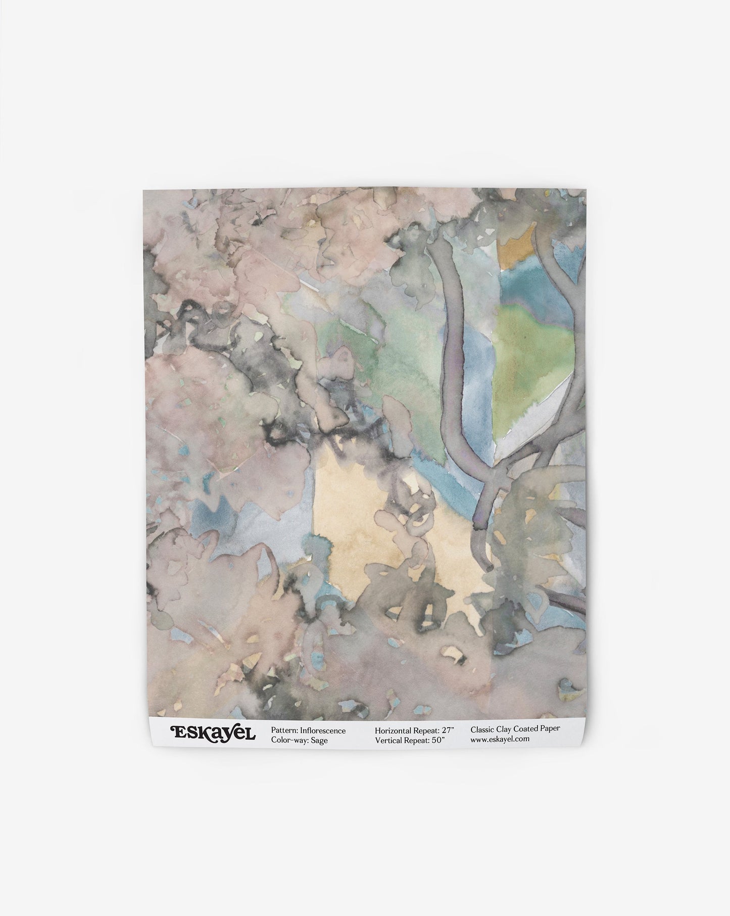 An abstract painting on wallpaper with Inflorescence Wallpaper Sage colorwayon wallpaper