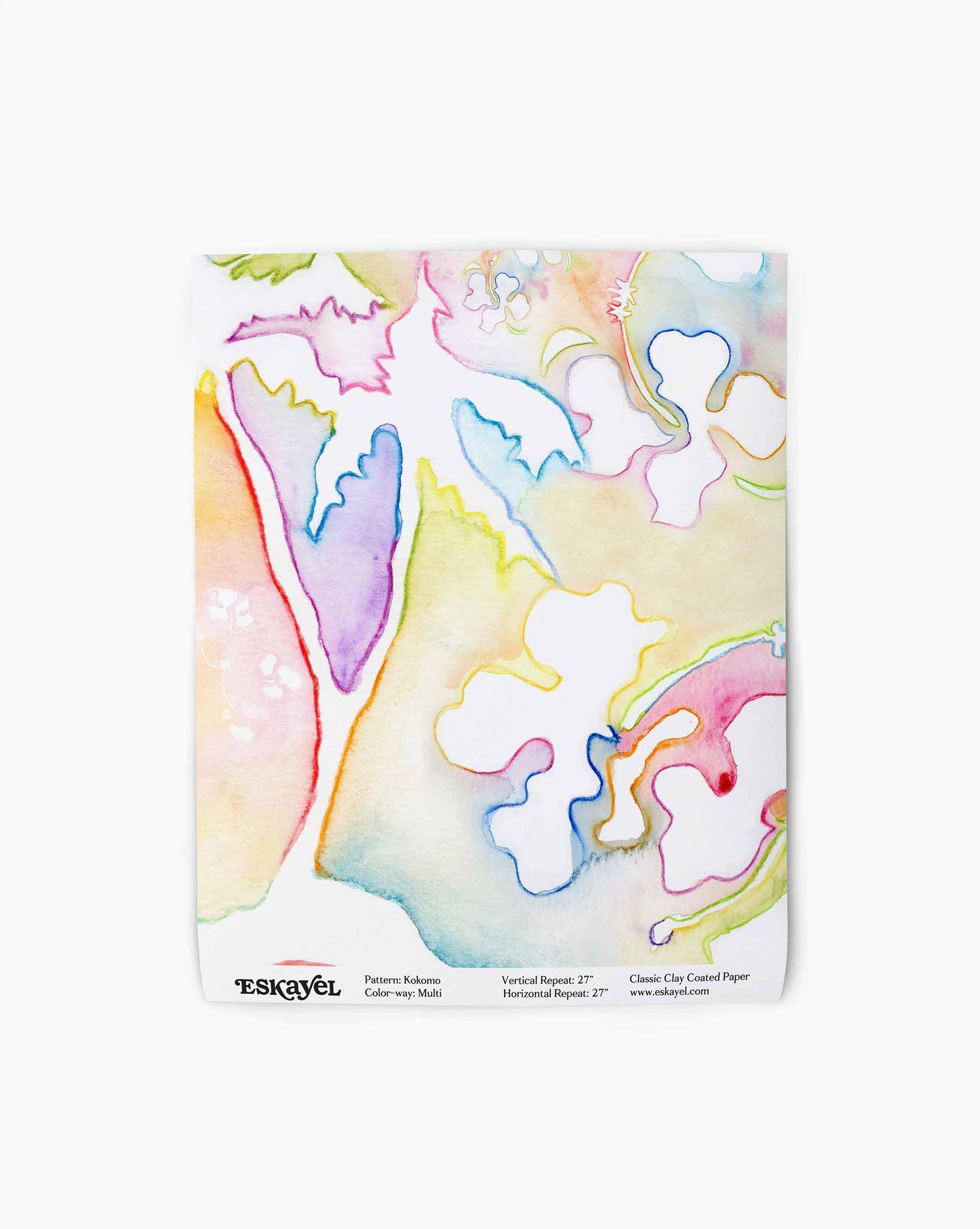 A swatch image of Kokomo's wallpaper in the colorway Multi with a bright toned palette.