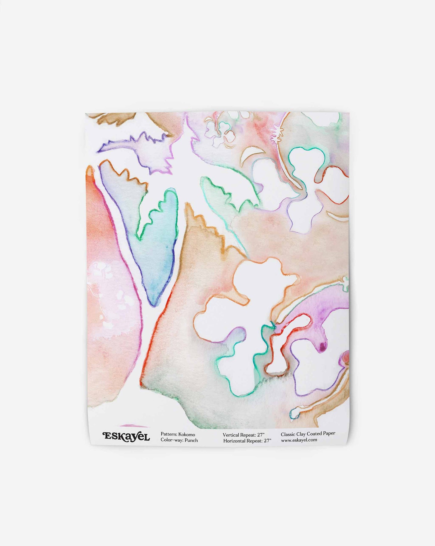 Kokomo wallpaper swatch in the colorway punch has shades of red and hints of bright colors.